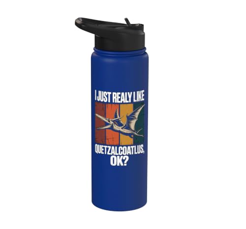 Really Like Quetzalcoatlus Bird Flying Dinosaur Kids Trex Stainless Steel Insulated Water Bottle - color: Royal Blue