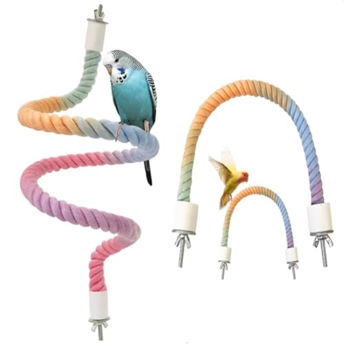 3 PCS of Bird perches Gradient Ropes, Used as Climbing Ropes for Parrot Cages, Rope Perch with Double Bird cage Swing Toy- Swing
