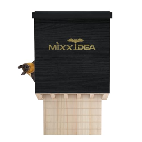 Bat House Bat Box Double Chamber Outdoor House Nursery Bat Shelter Habitat Big bat Box Handcrafted from Cedar Wood - Easy for Bats to Land and Roost - Weather Resistant & Ready to Install - color: Black 2