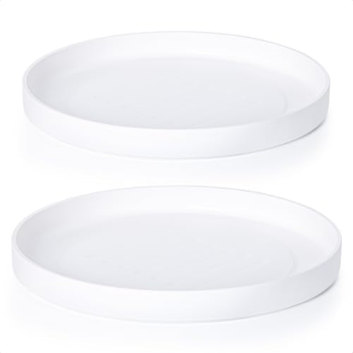Phoenix Vine 14 Inch Plastic Plant Saucer Water Drip Tray, Heavy Sturdy Round Plant Drainage Tray for Indoors Outdoor, Set of 2, Matte White, 21-TY-14W-2 - size: 14"