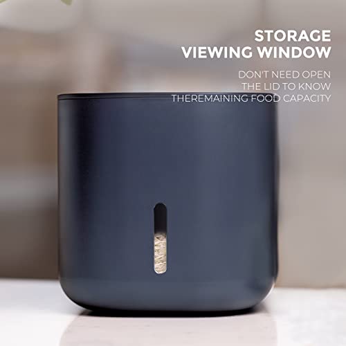 Zuutii Rice Storage Container,Food Container, Dry Food Storage, 7.2lbs Pet Food Dispenser, 11lbs Large Storage Bin with Lid,Silicone Ring & Moisture Proof, for Grain Cereal Soybean Corn, Dark Gray - color: Dark grey