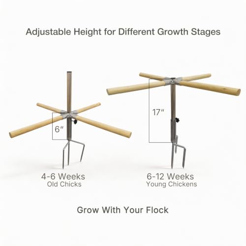 Chicken Perch Toys for Coop, Perches Adjust Height 6-17" for Young Chickens | Portable Wooden Roosting Bar for Bantams, Silkies &Small Backyard Flock, Height Adjustable Outdoor Chicken Playground Stand - size: H=23.6inch
