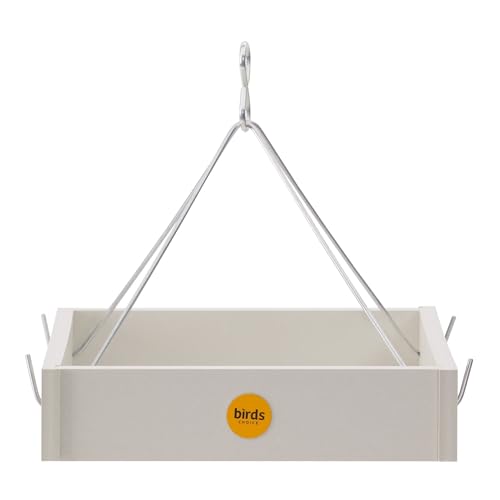Birds Choice GSHPF100 Tray Feeder, Recycled Hanging Tray Bird Feeder, Small, White | Open Platform Welcomes a Variety of Wild Birds, Poly Lumber Build, Easy to Fill and Rinse Clean - color: White