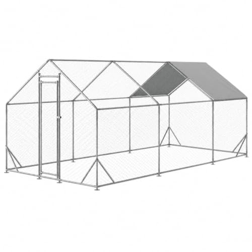 Large Metal Chicken Coop Run with Removable PE Cover, Walk-in Galvanized Steel Poultry Enclosure with PVC-Coated Wire Mesh and Lockable Door for Chickens, Ducks and Rabbits (10' Lx20' Wx6.56' H) - size: 240.0"L x 120.0"W x 78.7"H