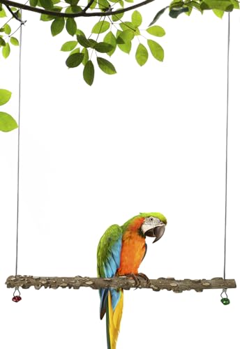 FlidRunest Bird Parrot Swing Toy, Natural Pepper Wood Bird Perch Stand, Hanging Bird Window Ceiling Swing Perch for Parrot Parakeet Conure Cockatiel Small Birds