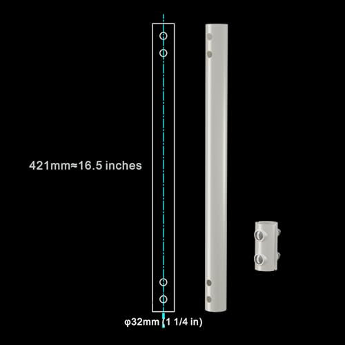 Extension Pole for CEKAY Diameter 1 1/4" J Pole Mount (Diameter 1 1/4", Extension 16 1/2", White) - size: Extension 16.5"