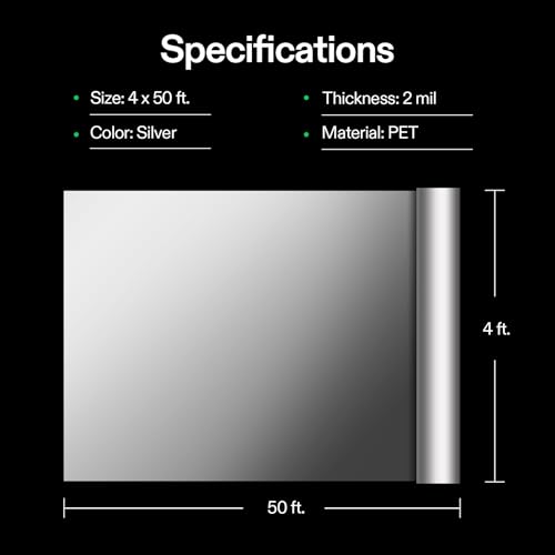 VIVOSUN Highly Reflective Mylar Film Roll 4FT x 50FT for Outdoor Grow Room Indoor Decoration Aluminum Paint Coated 2 Mil Silver (Pack of 2) - size: 50FT (Pack of 2)