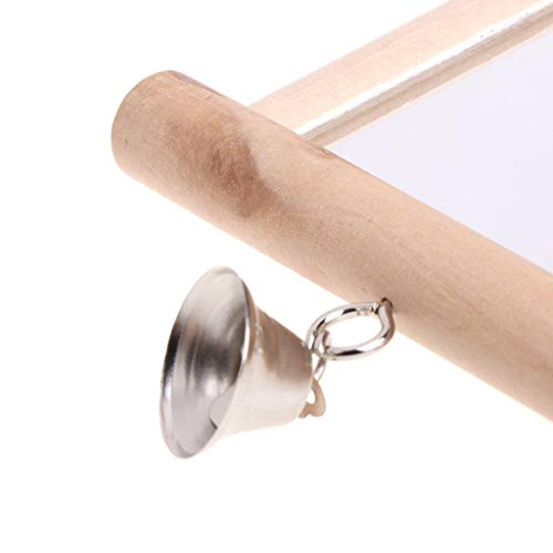 Litewoo Bird Mirror with Bell Parrot Swing Interactive Play Toys, 2PC | Natural wood, with bell, 5.91"x3.94", reduces loneliness, easy hang on cages, for small bird/parakeet/conure/lovebird - color: Bird Mirror with Bell-2PCS
