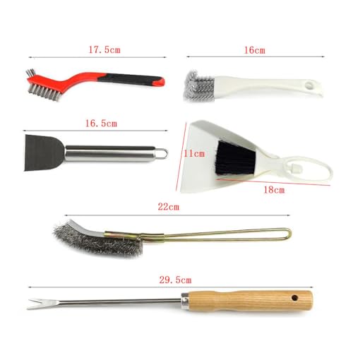 Asixxsix Bird Cage Cleaning Tools Set, 6PCS Stainless Steel Brush Poop Remover Scraper Tool with Gloves for Small Animal Cage, Kitchen BBQ Cleaning