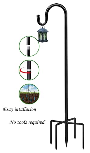 Bird Feeders Pole,Shepherds Hooks for Outdoor 1 Pack 48 Inch Bird Feeders for Outdoors with 5 Prongs Base Hanging Planters for Outdoor - size: 48 Inch