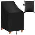 Stackable Patio Chair Cover Waterproof Outdoor Chair Cover Lounge Chair Covers Outdoor Stack Chairs for All Weather Protection 36" Lx28 Wx47 H, Black - size: 36"Lx28"Wx47"H