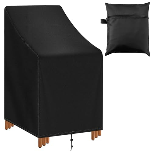 Stackable Patio Chair Cover Waterproof Outdoor Chair Cover Lounge Chair Covers Outdoor Stack Chairs for All Weather Protection 36" Lx28 Wx47 H, Black - size: 36"Lx28"Wx47"H