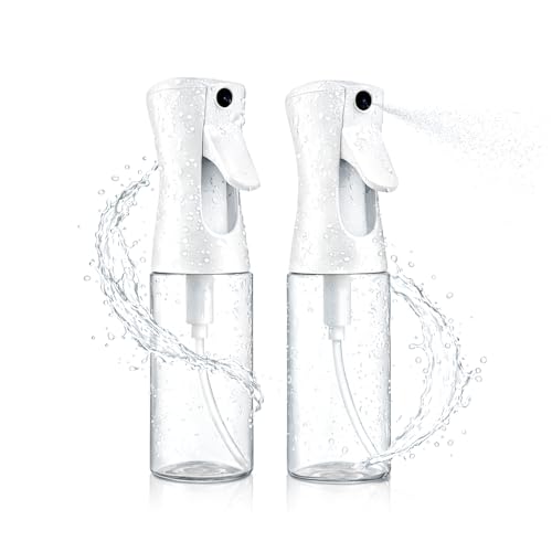 2 Pack Spray Bottles for Hair - Continuous Water Mister Spray Bottles with Ultra Fine Mist Spray for Hairstyling, Barbers, Salons, Skin Care, Cleaning, Plants, Pets (Ivory, 6.8 oz) - color: Ivory, size: 6.8 oz
