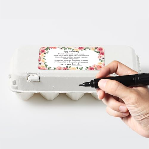 160 Pcs Egg Carton Labels, Flower Eggs Handling Stickers Farm Fresh Laid on Sticker PET Adhesive Egg Packaging Sticker for Box Container Carton Farm Supplies, 2x4 Inch - color: Flower