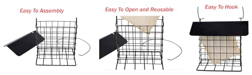 Two of Durable Roof Top Outdoor Garden Yard Suet Bird Parrot Easy Open Reusable Feeders with Stand for Outside Patio Wild Bird Hanging Fruit Capacity Suet Cake Food - style: With Roof Top