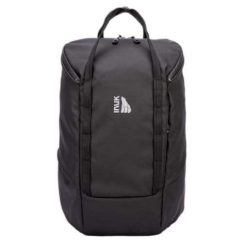 INUK Travel Laptop Backpack, 25L Recycled Waterproof Light Daypack | Dual laptop pockets, soft light foam straps, recycled wear-resistant fabric, water repellent coating, Black - color: Polar Night Black