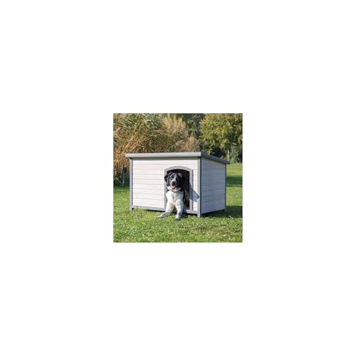 TRIXIE Natura Classic Dog House – Outside, Large, Weatherproof Sealer & Hinged Roof, Adjustable Legs - color: Gray, size: Large
