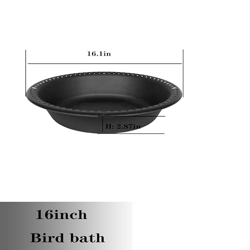 OVZILKI Bird Baths for Outdoors Heavy Duty, 16 inch BirdBath Bowl Only with Rust-Proof Black Chains, Hanging Bird Bath Hanging Bird-Feeder for Garden Backyard Decor (Black 1 Pack) - color: Black, size: 16in 1pack
