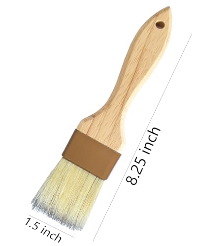 Natural Boar Bristle Pastry & Basting Brush - Non-Shedding, Food-Grade & Heat-Resistant Kitchen Tool for Cooking, Baking, Butter, Egg Wash, Oil, Sauce, Marinade & Cleaning Coffee Grinders - 1.5 Inch