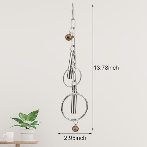 Hypeety Stainless Steel Bird Bell Toys Heavy Duty Hanging Bell Toy for Cage | Rustproof, durable, safe for metal cage, easy-hanging, with 2 rings, for cockatoos/macaws/african grey/large parrots and bird - color: Bells+Rings