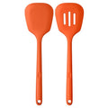 U-Taste Silicone Turner Spatula Set of 2, 13.6" Long/3.7" Wide, Orange | 600ºF Heat Resistant Food Grade Silicone Cooking Utensils Set, Wide Large Solid & Slotted Turner Pancake Egg Flipper - color: Orange