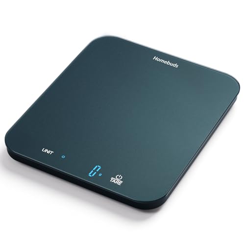 Homebuds Food Scale, 33lb/15kg Digital Kitchen Scale, Weight Grams and Ounces in 1g/0.1oz Precision for Baking and Cooking, LED Display, 3*AAA Batteries Included, Tempered Glass, Blue - color: Blue