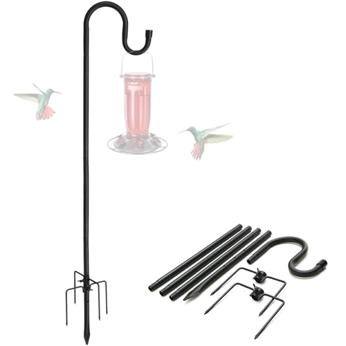 Shepherds Hooks for Outdoor, 78" Bird Feeder Pole Heavy Duty, 4/5" Thick Steel Hummingbird Feeder Stand with Stable Ground Anchor, Adjustable Plant Hook Hanger for Outside Garden Yard Wedding - size: 78"