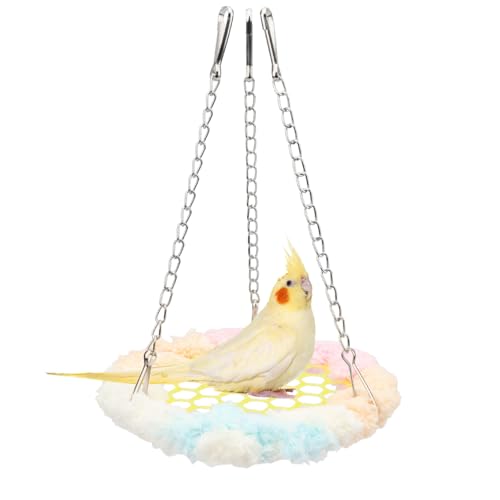 Wontee Bird Hanging Swing Hammock Colorful Hanging Perch Parrot Climbing Stand for Budgies Parakeets Lovebirds Caique Senegal Cockatiels (Pink) - color: Pink