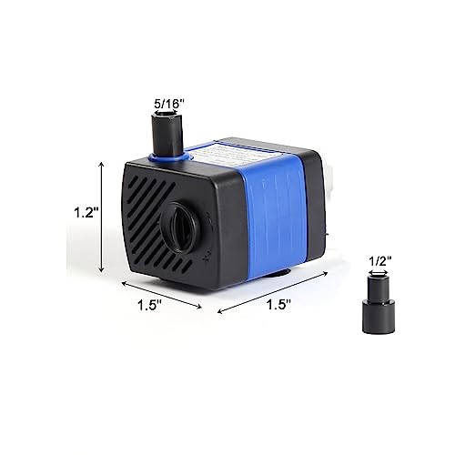 AQUANEAT Small Fountain Pump, 50 GPH Mini Submersible Water Pump with 3.3 ft Tubing, for Aquarium Fish Tank, Pet Water Fountain, Hydroponics, Pond Waterfall Filter Pump - size: 50 GPH