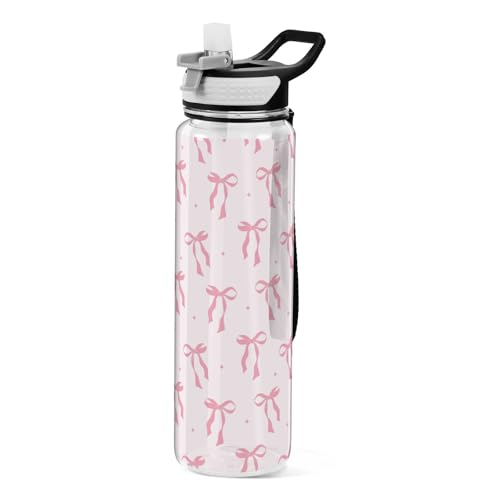 Bow 32 oz Water Bottle - Clear Tritan, BPA-Free, LeakProof with Carry Strap for Sports, Gym & Outdoor Activities - color: C02