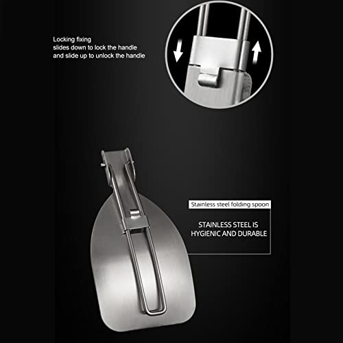Foldable Camping Spatula, Titanium Spatula Frying Shovel with Folding Handle Food Turner for Outdoor Picnics Camping