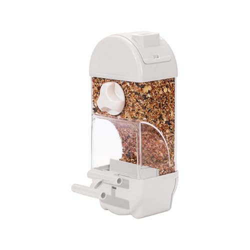 Fockety Bird Feeder, 800ml Transparent Feeder No Mess Feeding Semi Enclosed Easy Top Fill Hanging Bird Feeding Box with Tray Anti Scatter Design for Parakeets Cockatiels