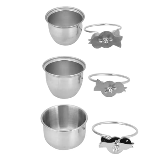 Stainless Steel Bird Feeding Dish Cups, Bird Feeder Birds Food Dish Parrot Feeders Water Cage Bowls with Clamp Holder(7.5cm)