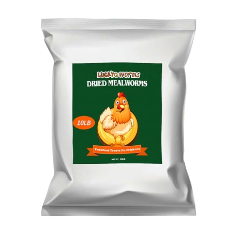 10lb Dried Mealworms for Chickens Duck High Protein Birds Treat | Hand Inspected Poultry Feed, Wild Birds and Chicken Treats, Laying Hens & Bluebirds Food, Worms Fed a Clean Natural Diet - size: 10 Pound (Pack of 1), style: Mealworms