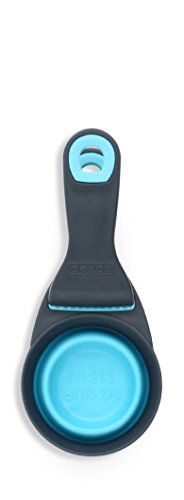 Dexas Popware for Pets Collapsible Klip Scoop, 3-in-1 Pet Food Scoop, Measuring Cup and Bag Clip, 1/2 Cup Capacity, Blue - color: Blue, size: 1/2 Cup Capacity