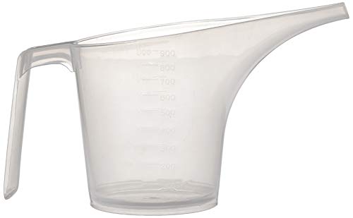 Fox Run Easy Pour Measuring Cup with Funnel Spout, 3.5, Clear Plastic | Mess Free Pouring | 3.5 Cup Capacity Measuring Cup With Long Spout | Easily Dispense Batter | Great For Watering Plants