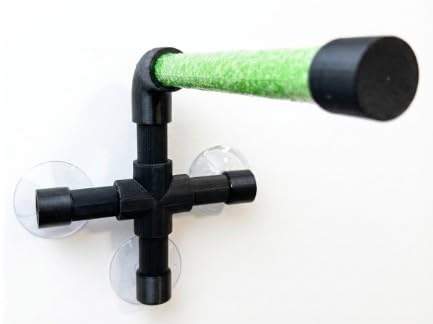 CleanPerch™ Window Bird Perch with Suction Cups. Grooming & Outside Viewing Perch for Parrots, Conures & Small Birds. Window-Mounted Bird Stand (Black/Green, 6") - color: Black/Green, size: 6"