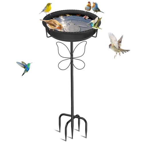 Bird 37In Bath for Outside with Removable Bowl Metal Base, Freestanding Rust-Proof Birdbaths & Birdfeeder, Bird Baths Feeder Bowl for Outdoors Garden Patio Yard Lawn Decor (Black) - color: Black