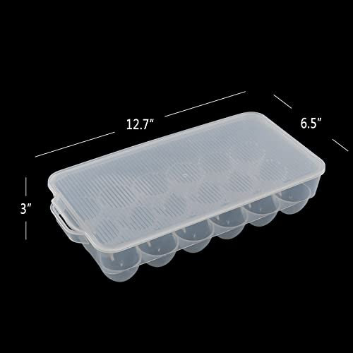Plastic 18 Egg Holder with Lid, Refrigerator Egg Storage Container, Pack of 4
