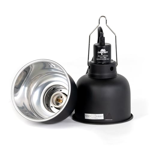 2 Pack Reptile Light Fixture, 5.5in Deep Dome Reptile Lamp Fixture, Optical Reflection Cover, Separate Switch & Hook, Terrarium Light Fixture for Reptile Heat Basking UVB Bulbs, 100W, Black - size: 5.5in