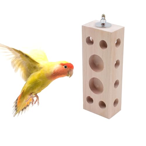Bird Wooden Block Chewing Toy Parrot Chewing Toy Wood Toys Foraging Training for Small Animals Shredding Biting Wood Bird Cage Accessories Teething for Parakeets Cockatiels Conures Lovebird - size: M