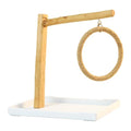 Natural Solid Wood Bird Perch Stand for Small & Medium Birds – Eco-Friendly, Sturdy Parrot Playstand with Hanging Toys & Rope Ring, Safe & Durable Bird Cage Accessory (WOOD-A0001) - color: WOOD-A0001