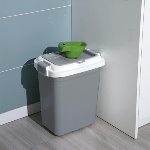 Ashfield & Harkness Airtight Pet Food Grey Storage Container, 23 Qt | Holds 20 lbs of dry food - BPA-free HDPE plastic - silicone airtight seal - scoop included - slim design - color: Grey, size: 20 lbs
