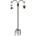 GOFORWILD 1 Pack 76inch Adjustable Double Shepherds Hook for Outdoor | Metal Bird Feeder Pole with 5-Prong Base for Hanging Bird Nest, Plant Basket,Lantern,Solar Light - size: 76 Inch