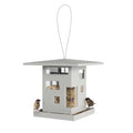 Umbra Bird Cafe Bird Feeder, Outdoor Hanging Seed Dispenser, Grey | Wrap-around tray, steel cable, easy refill, weather resistant, plastic
