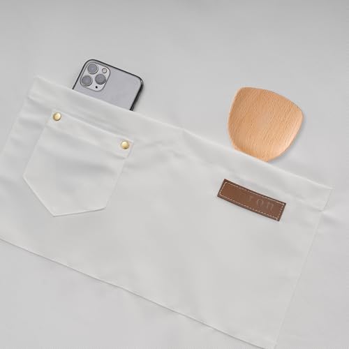 Tosewever Art Aprons for Women Painting Pottery Baking, Mens Buckle Straps Kitchen Apron with Pockets for Chef Cooking - color: White