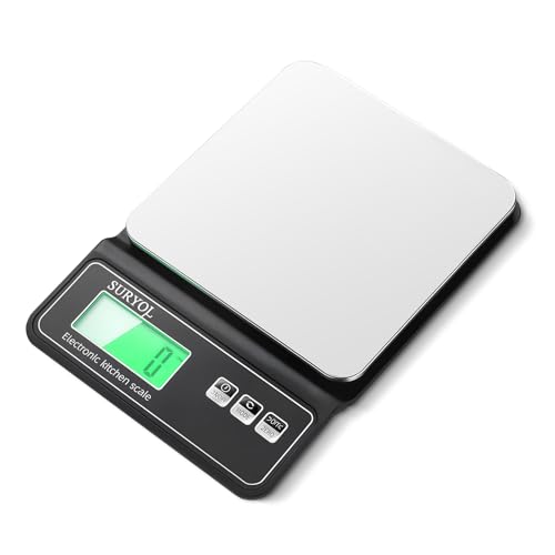 Digital Food Scale 0.5g/0.1oz Kitchen Scale - 11lb 5 Units Tempered Glass & Stainless Steel - Food Weight Scale Grams and Ounces for Cooking, Baking