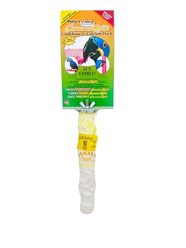 Polly's Edible Cuttlebone Calcium Bird Cage Perch for Budgies, Parakeets, Amazons, Blue & Golds, Macaws and Cockatoos.… (Pineapple, Medium) - color: Pineapple, size: Medium