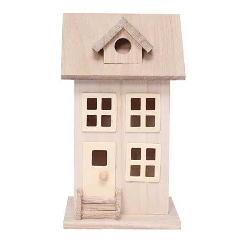 Make Market 7.5" Wooden Townhouse Birdhouse - Unfinished Birdhouse Made of 100% Wood, Outdoor Nesting Boxes - Bulk 8 Pack