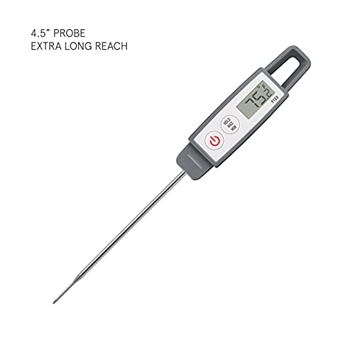 Lavatools PT09 Super-Quick Commercial Grade Digital Thermometer for Cooking, Meat, Candy, Candle, Liquid, Oil, 4.5" Compact Probe, Splash Proof, °C/°F Toggle, Hold Function - Sesame - color: Sesame, size: Regular